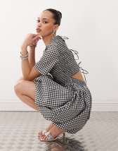 ASOS DESIGN Sunny tropical print removable straps swimsuit in yellow