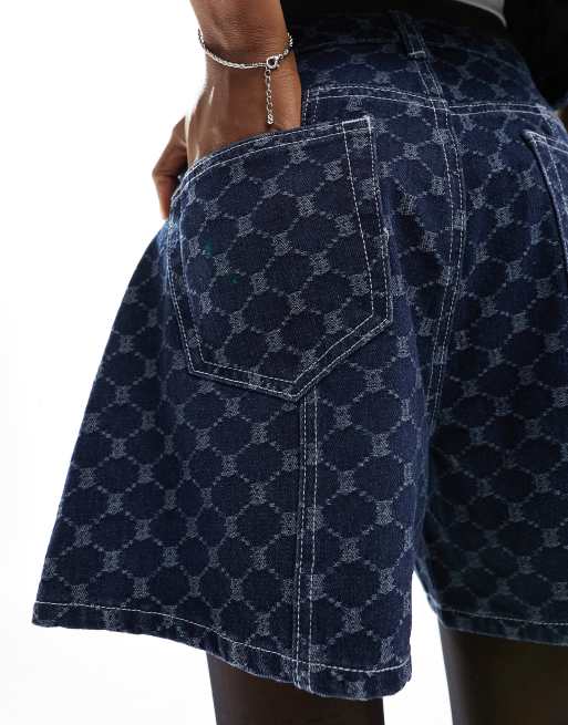 Amy Lynn - Short en jean d'ensemble à motif losanges - Noir délavé, 2 de 5