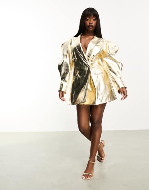 Zara gold hot sale blazer dress