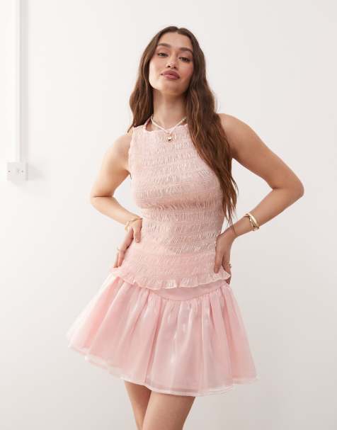 Amy Lynn Sonya shirred top in pink metallic mesh - part of a set - view 1