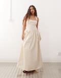 [Amy Lynn] Amy Lynn square halter neck maxi dress in cream polka dot-White 14 Ditsy Polka Cream