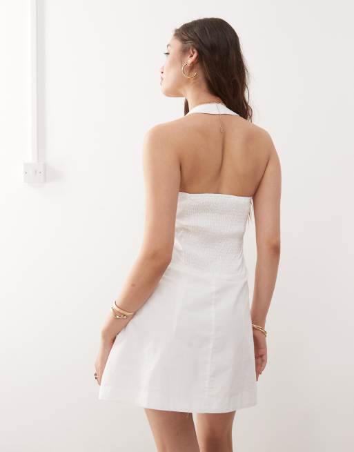 Amy Lynn square halter neck tailored mini dress in white, 3 of 4