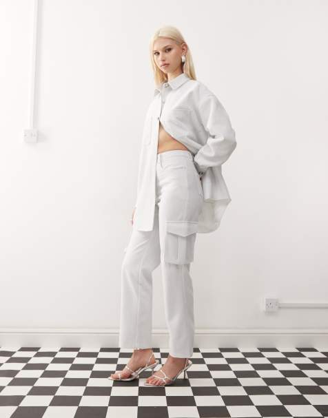 Amy Lynn straight leg utility trousers co-ord in silver - view 1