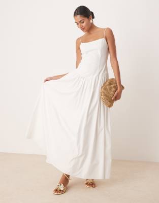Amy Lynn Structured Drop Waist Maxi Dress In White