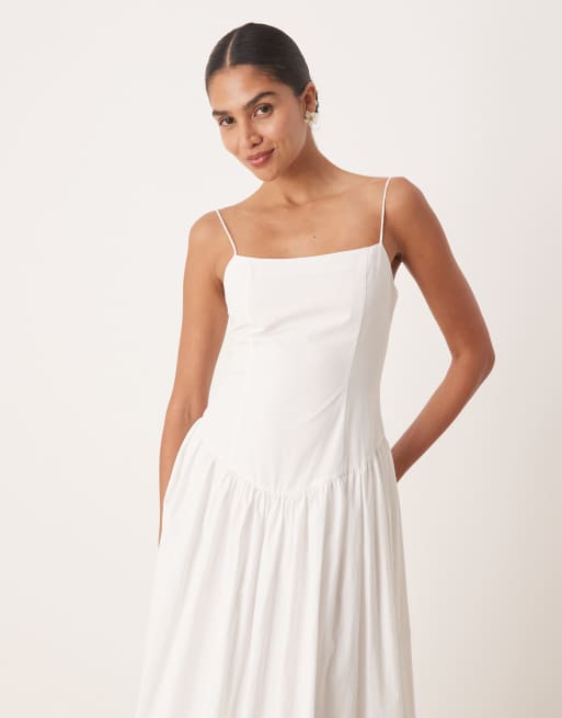 Amy Lynn structured drop waist maxi dress in white