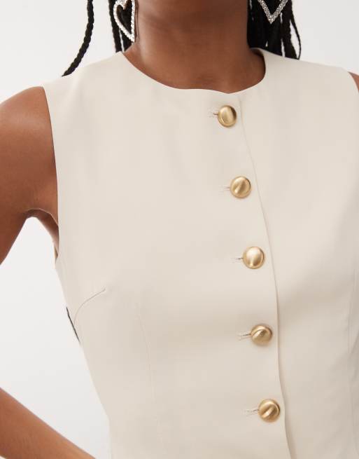 Amy Lynn tailored vest mini dress in milk, 3 of 4