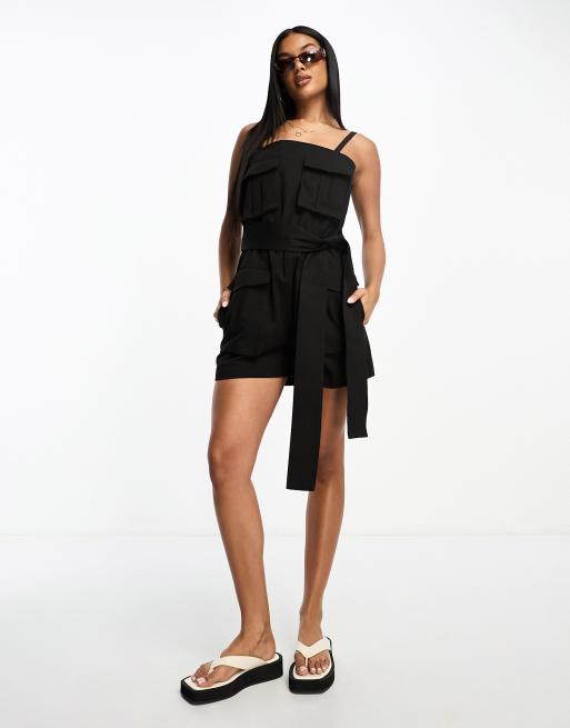 Amy Lynn utility romper in black