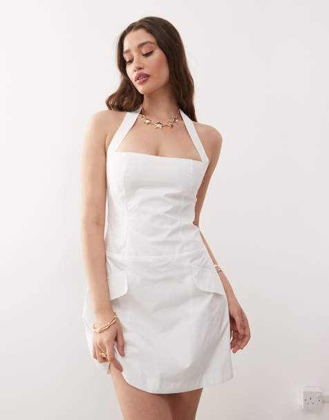 Amy Lynn - Vestito con scollo squadrato all'americana bianco sartoriale - view 1