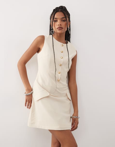 Amy Lynn - Vestito corto sartoriale stile gilet color latte - view 1