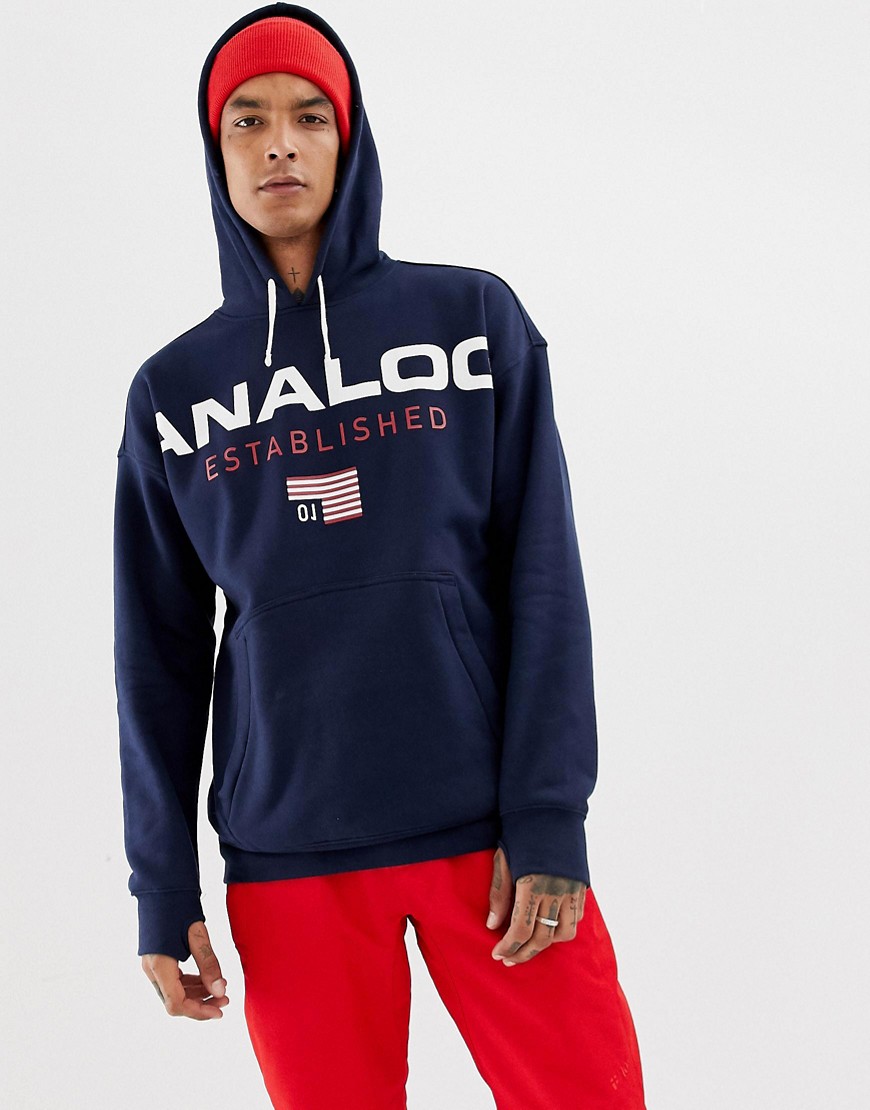 Analog crux pullover hoodie in navy