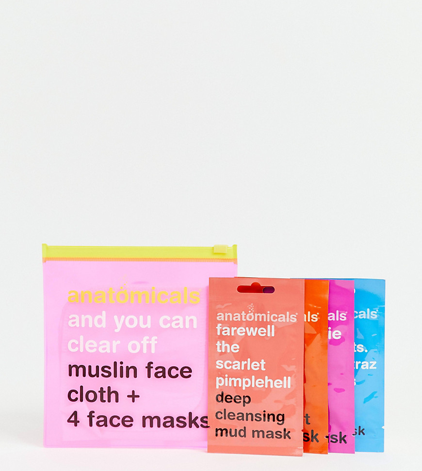 Anatomicals ASOS Exclusive And You Can Clear Off. Muslin Face Cloth and 4 Face Masks-No Colour