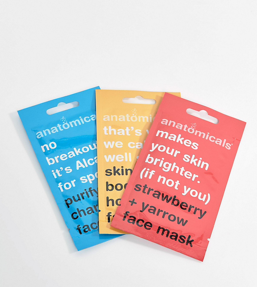 Anatomicals ASOS Exclusive Face Mask Pack - Brightening Boosting and Purifying x 3-No Colour