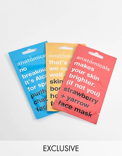 Anatomicals ASOS Exclusive Face Mask Pack - Brightening Boosting and Purifying x 3