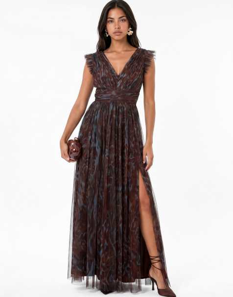 Anaya Animal print flutter sleeve maxi dress in multi - view 1