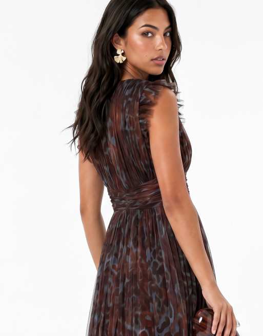 Anaya Animal print flutter sleeve maxi dress in multi, 4 of 4
