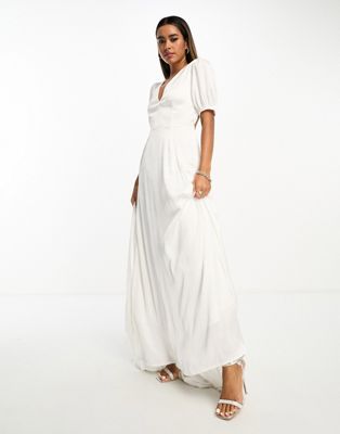 Anaya Bridal satin maxi dress with open back in ivory  - ASOS Price Checker