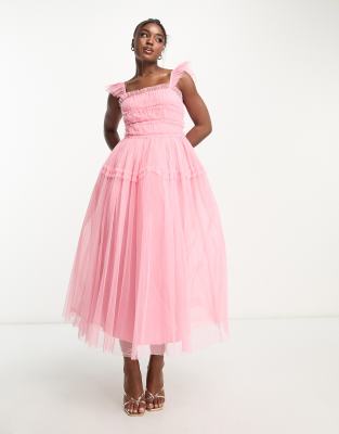 Anaya Anaya Bridesmaid babydoll midaxi dress in candy pink