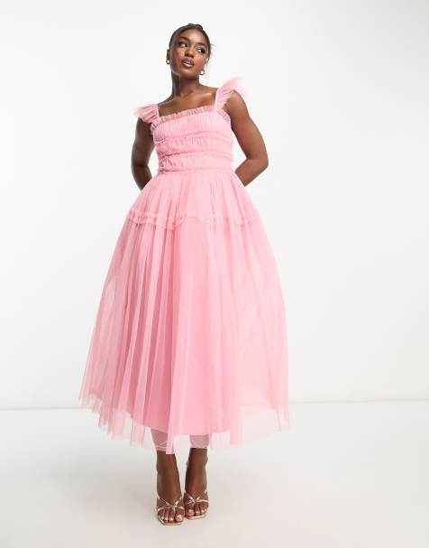 Blush pink mid length 2024 dress