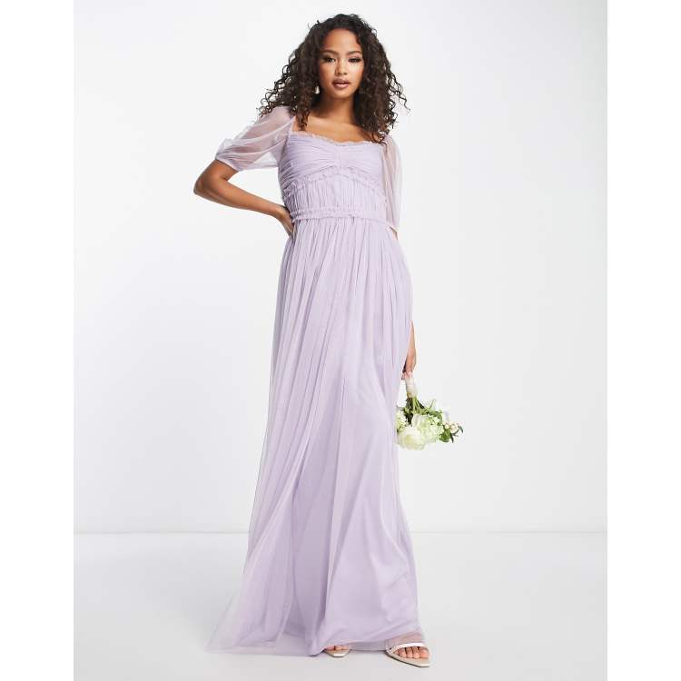 Anaya Bridesmaid puff sleeve maxi dress in lilac