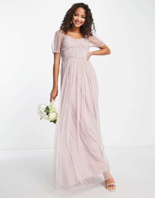 Puff sleeve bridesmaid store dress