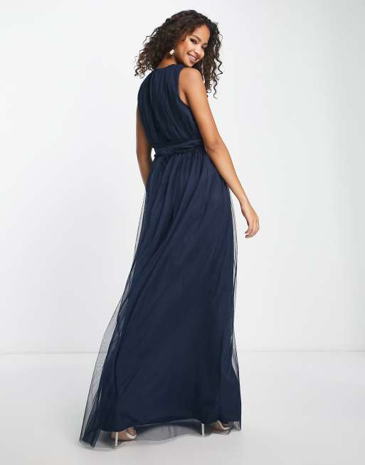 Asos navy blue shop bridesmaid dress