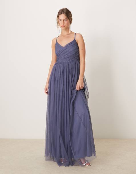 Anaya Cami maxi bridesmaid dress in indigo blue - view 1