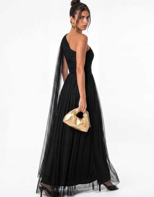 Anaya Cutout one shoulder maxi dress in black, 2 of 7