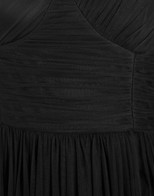 Anaya Cutout one shoulder maxi dress in black, 5 of 7