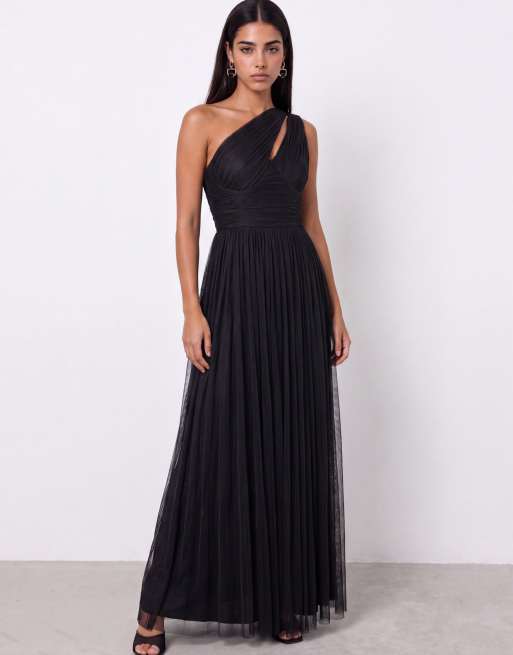Anaya Cutout one shoulder maxi dress in black, 6 of 7