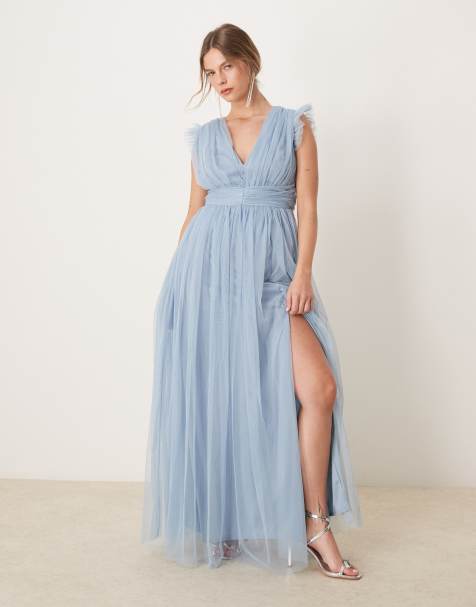 Anaya Deep v-neck maxi dress in soft blue - view 1