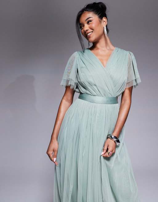 anaya bridesmaid dresses Anaya With Love Recycled Frosty Green One Shoulder Maxi Dress  Maya Deluxe