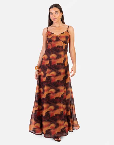 Anaya Fire marble print cami shift maxi dress in multi - view 1