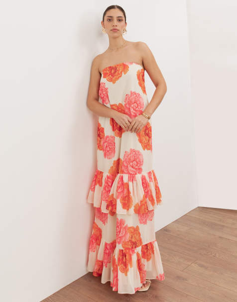 Anaya Floral bandeau ruffle maxi dress in multi