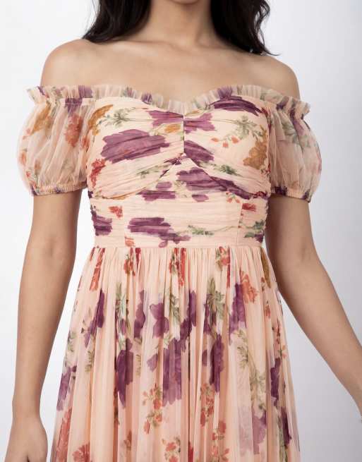 Anaya Floral bardot maxi dress in multi, 2 of 4