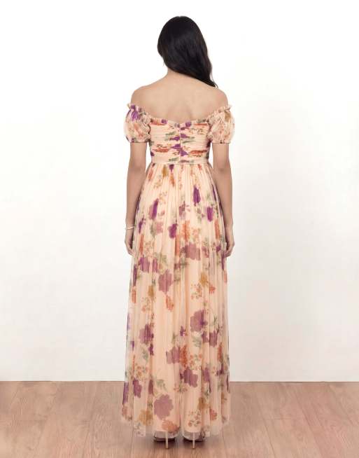 Anaya Floral bardot maxi dress in multi, 3 of 4