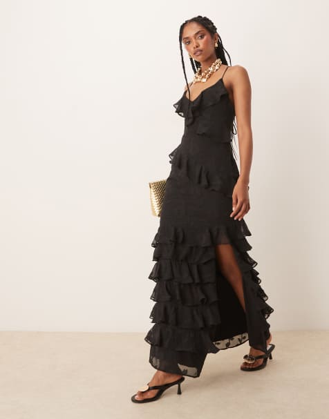 Anaya Floral burnout cami maxi dress in black - view 1