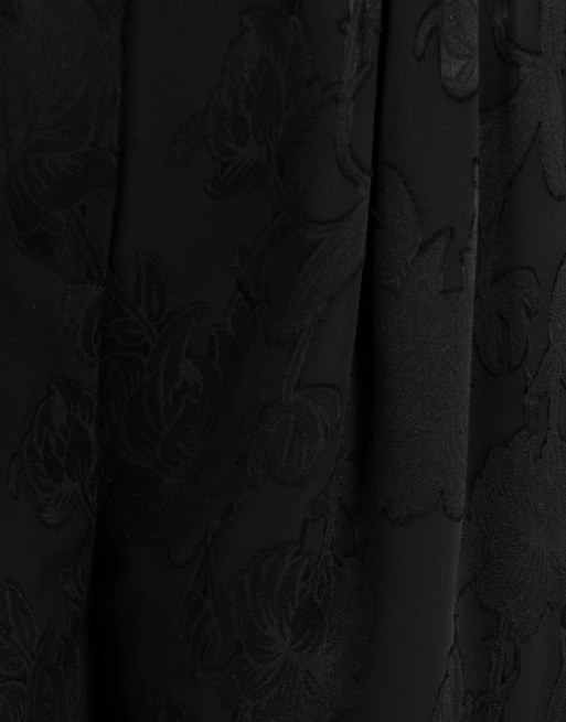 Anaya Floral burnout high waist wide leg trousers in black, 5 of 5