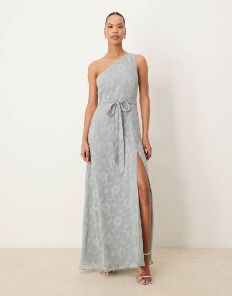 Anaya Floral burnout one shoulder maxi dress in cloud blue - view 1