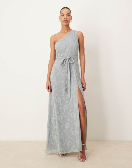 Anaya Floral burnout one shoulder maxi dress in cloud blue