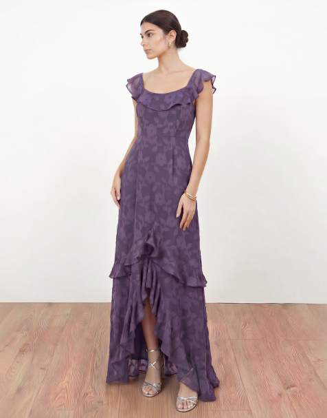 Anaya Floral burnout ruffle maxi dress in violet - view 1