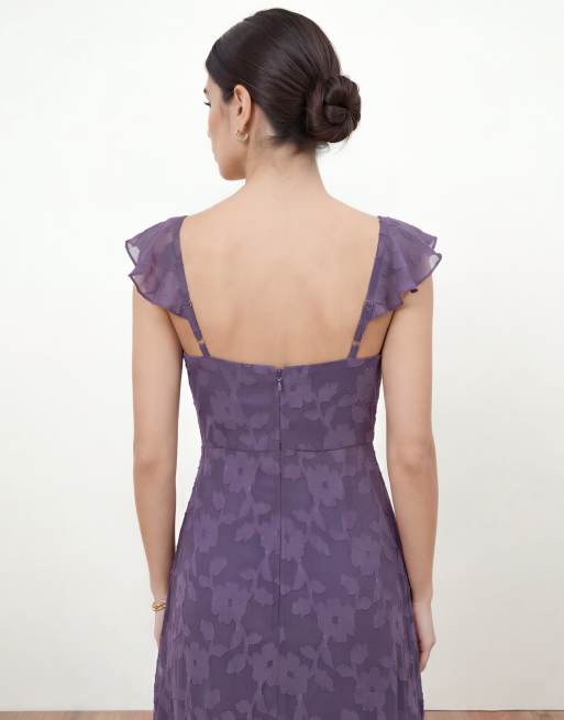Anaya Floral burnout ruffle maxi dress in violet, 4 of 4