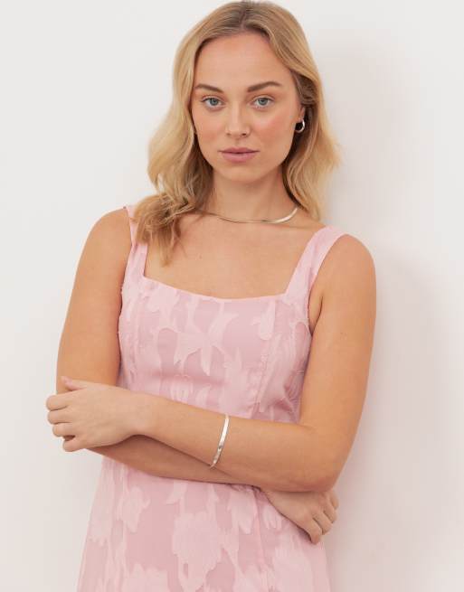 Anaya Floral burnout square neck tiered midaxi dress in peony pink, 2 of 4