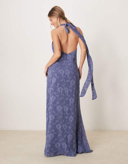 Anaya Floral halter neck maxi dress in indigo blue