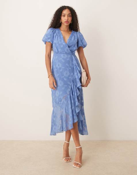 Anaya Floral keyhole back midaxi dress in ocean blue