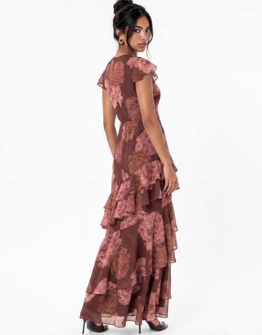 Anaya Floral print faux wrap ruffle maxi dress in multi, 2 of 6