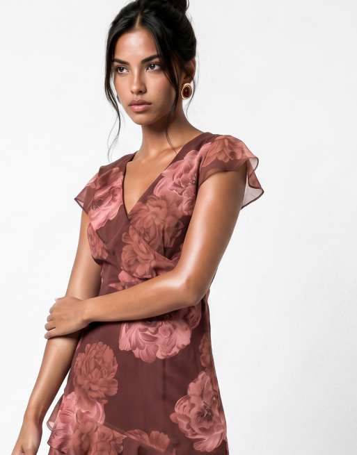 Anaya Floral print faux wrap ruffle maxi dress in multi, 3 of 6