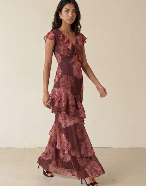 Anaya Floral print faux wrap ruffle maxi dress in multi, 5 of 6