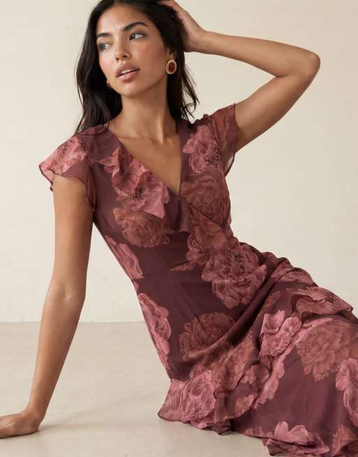 Anaya Floral print faux wrap ruffle maxi dress in multi, 6 of 6