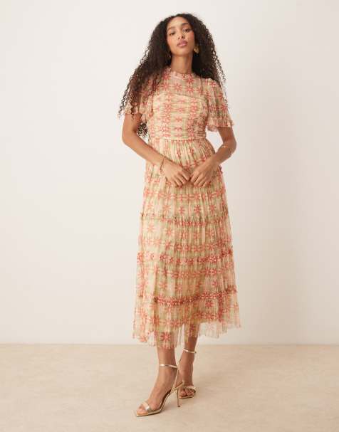 Anaya Floral print gathered midaxi dress in multi - view 1