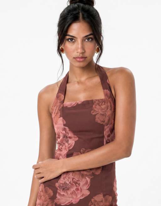Anaya Floral print halter neck tiered midaxi dress in multi, 3 of 6